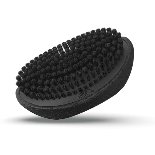 Olivia Garden Barber Palm Wave Brush, Black Cushion with Vegan Boar Bristles, Recycled ABS in Black Crackle Soft-Touch Finish