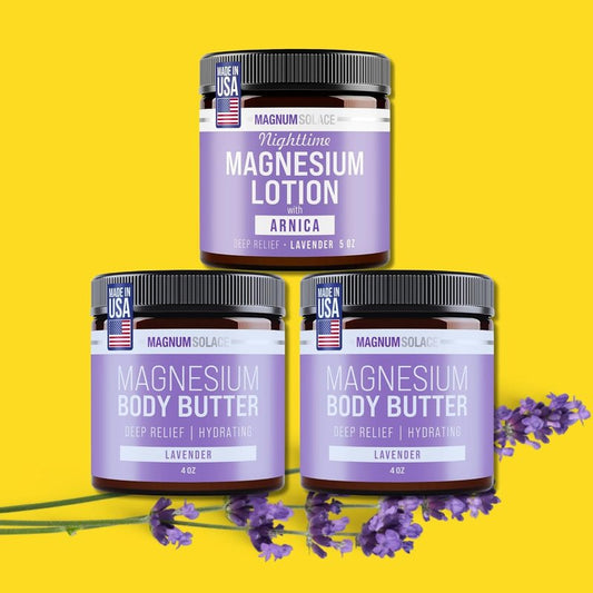 Arnica Magnesium Lotion & Body Butter Set - 3 Pack for Pain Relief & Moisturizing | 3 Items