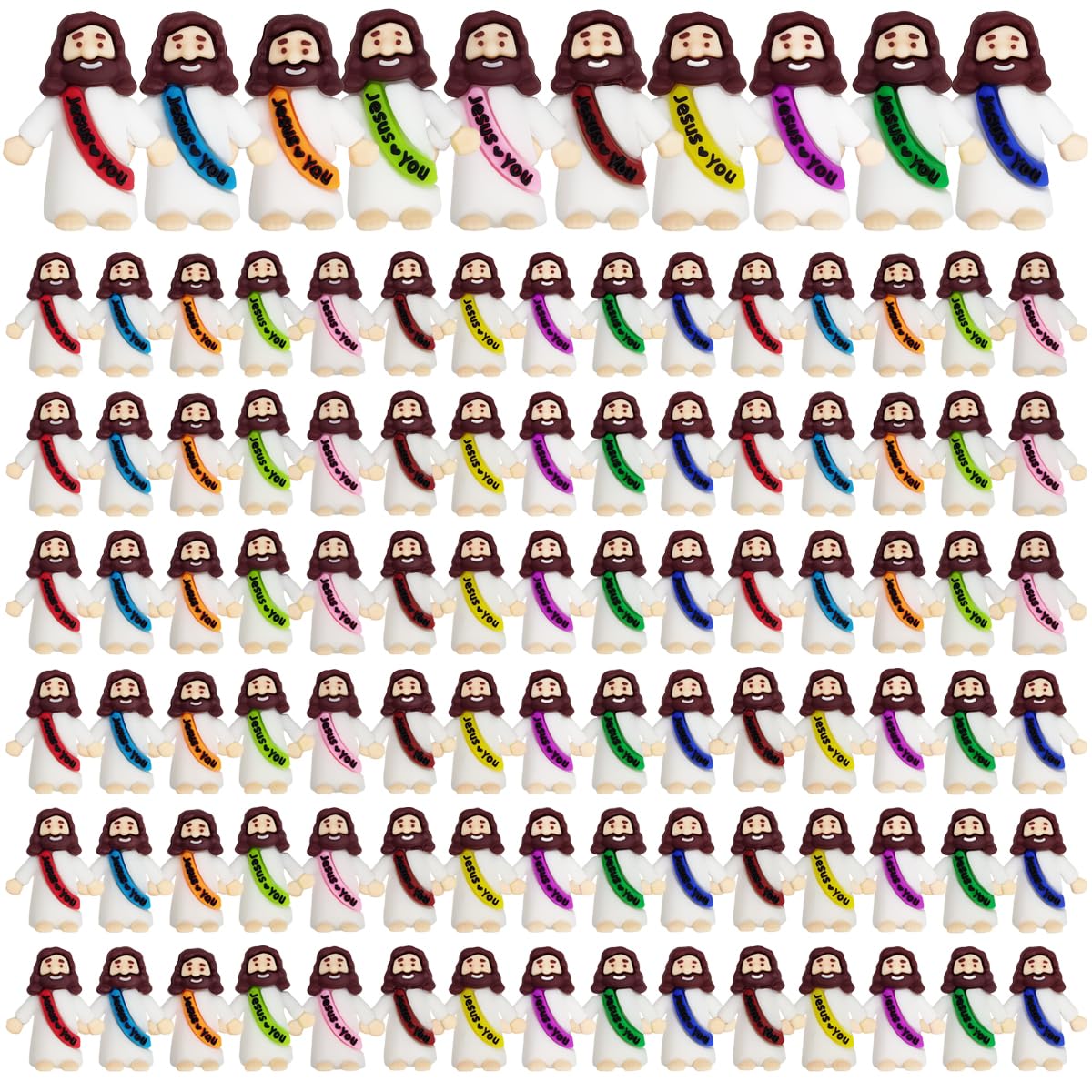 OCBTOW 100 PCS Mini Jesus Figures Toys in Bulk to Hide and Seek Religious for Kids Girls Boys Sunday School Easter Basket Stuffers Fillers Eggs Gifts Party Favors