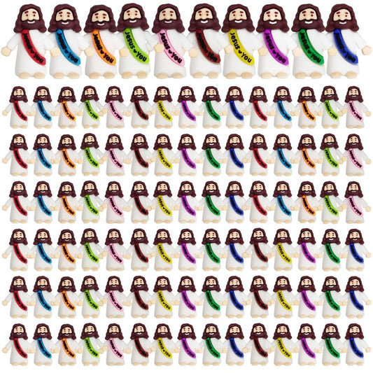 OCBTOW 100 PCS Mini Jesus Figures Toys in Bulk to Hide and Seek Religious for Kids Girls Boys Sunday School Easter Basket Stuffers Fillers Eggs Gifts Party Favors