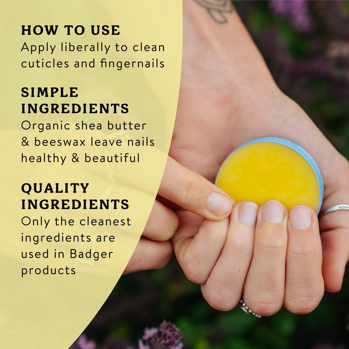 Badger Cuticle Cream, Deep Hydration for Dry, Cracked Cuticles & Hangnails, 100% Organic Cuticle Balm with Rich Shea Butter for Strong, Healthy Nails, Non-Greasy Cuticle Oil, .75oz Tin