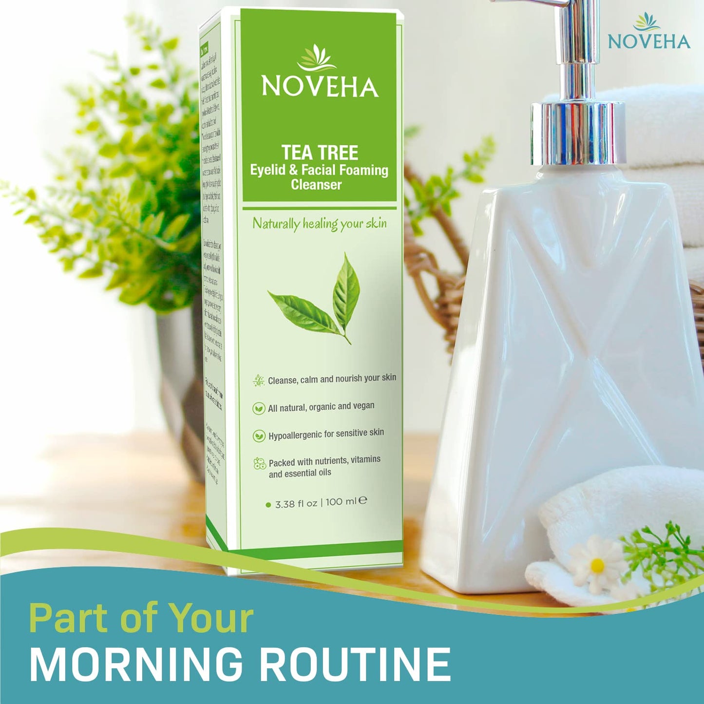 Tea Tree Oil Foaming Cleanser - Therapeutic Daily Skincare for Eyelash & Lid Health | 2-Pack, Organic Ingredients, All Skin Types