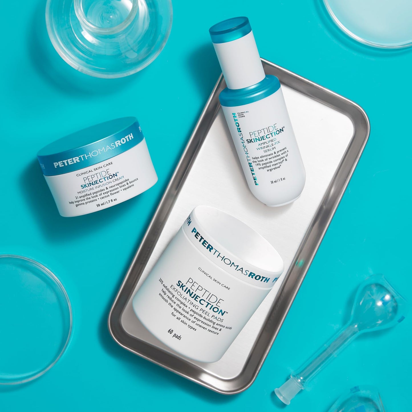 Peter Thomas Roth | Peptide Skinjection™ Exfoliating Peel Pads, For Smoothing Expression Lines & Emerging Wrinkles, Fragrance-Free, Alcohol-Free, For All Skin Types
