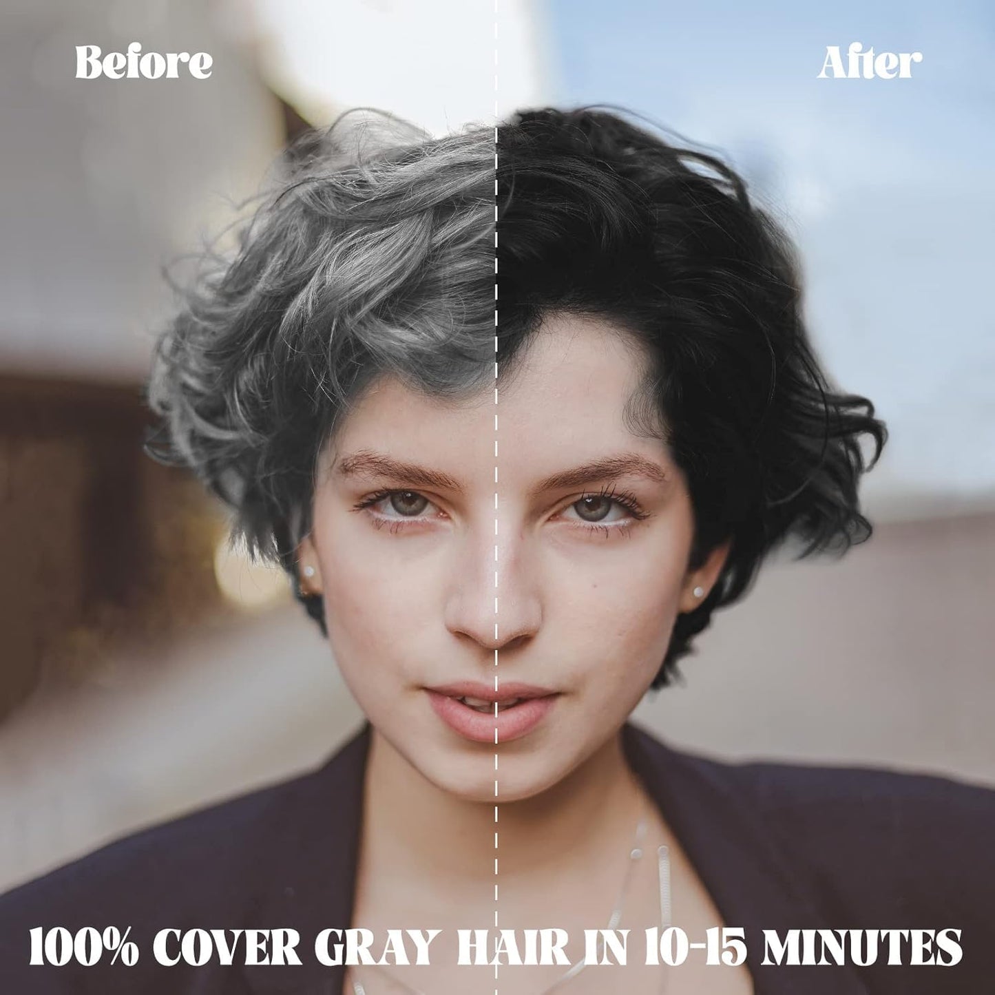JUANCHI Chestnut Brown Hair Dye Shampoo 3 in1, Chestnut Brown Shampoo Hair Dye for Gray Coverage, Hair Color for Women Men, Herbal Formula, Lasts 30 Days, 500ml (16.90 oz)