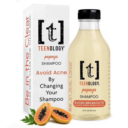Teenology Teen Shampoo - Non-Comedogenic Formula for Clear Skin & Healthy Hair | 16 oz - Papaya