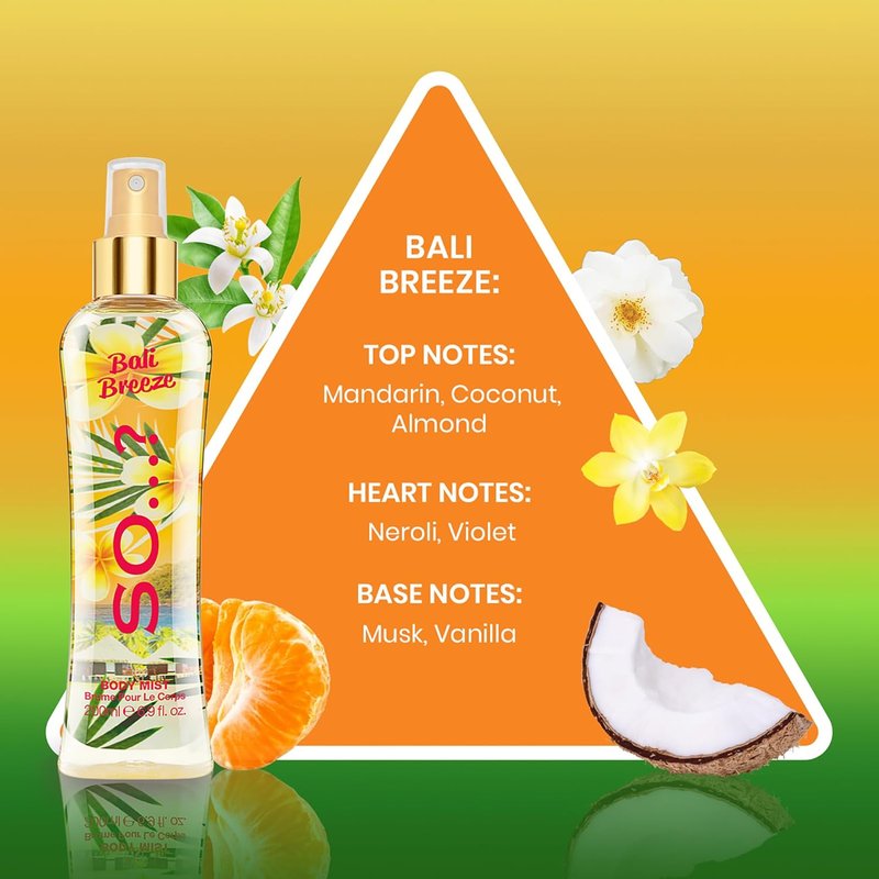Bali Breeze Body Mist - Refreshing Women's Fragrance | 6.9 oz | Pack of 2