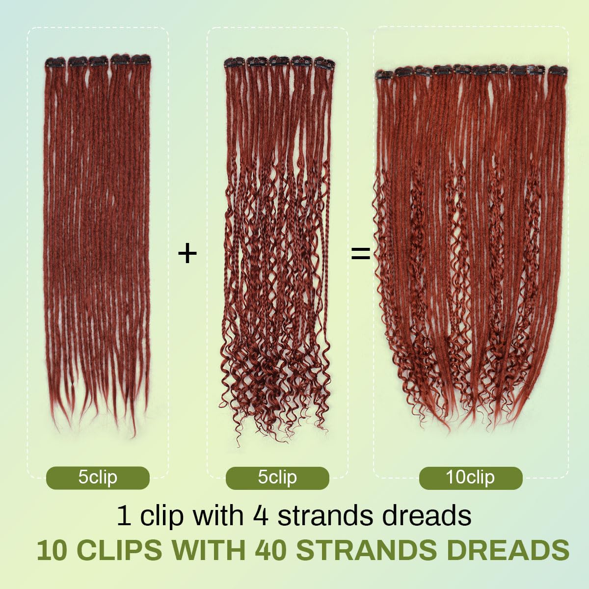 Pouweney 10PCS Clip in Dreadlock Extensions Full Sets, 24 inch Synthetic Clip Dreads Extensions Handmade Soft(gray/white, Clip-in 40 Strands)