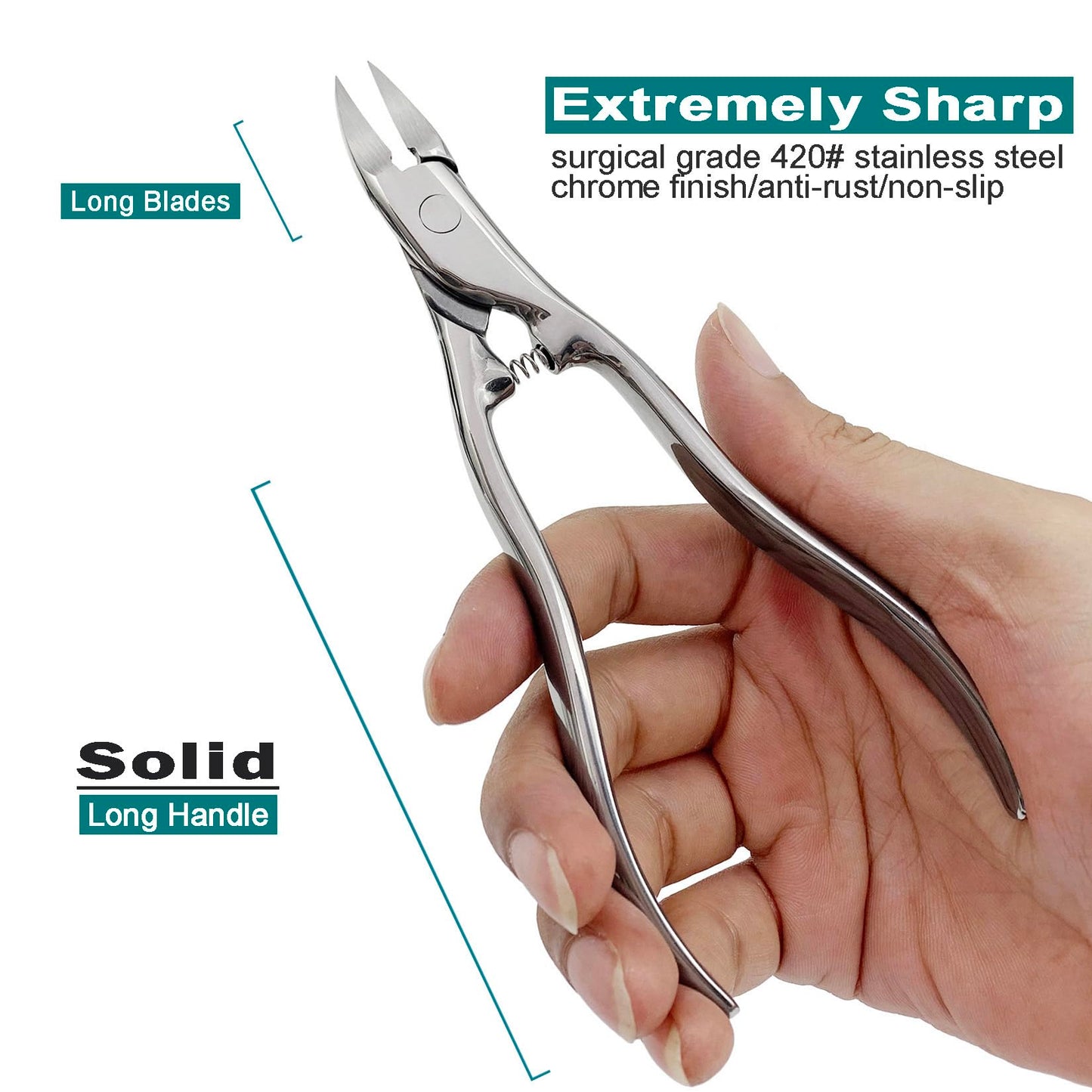 VOGARB Wide Jaw Opening Nail Clippers and 3pcs Long Handle Nail Clippers Combo, Large Heavy Duty for Toenail Fingernail for Men Women Adult Seniors