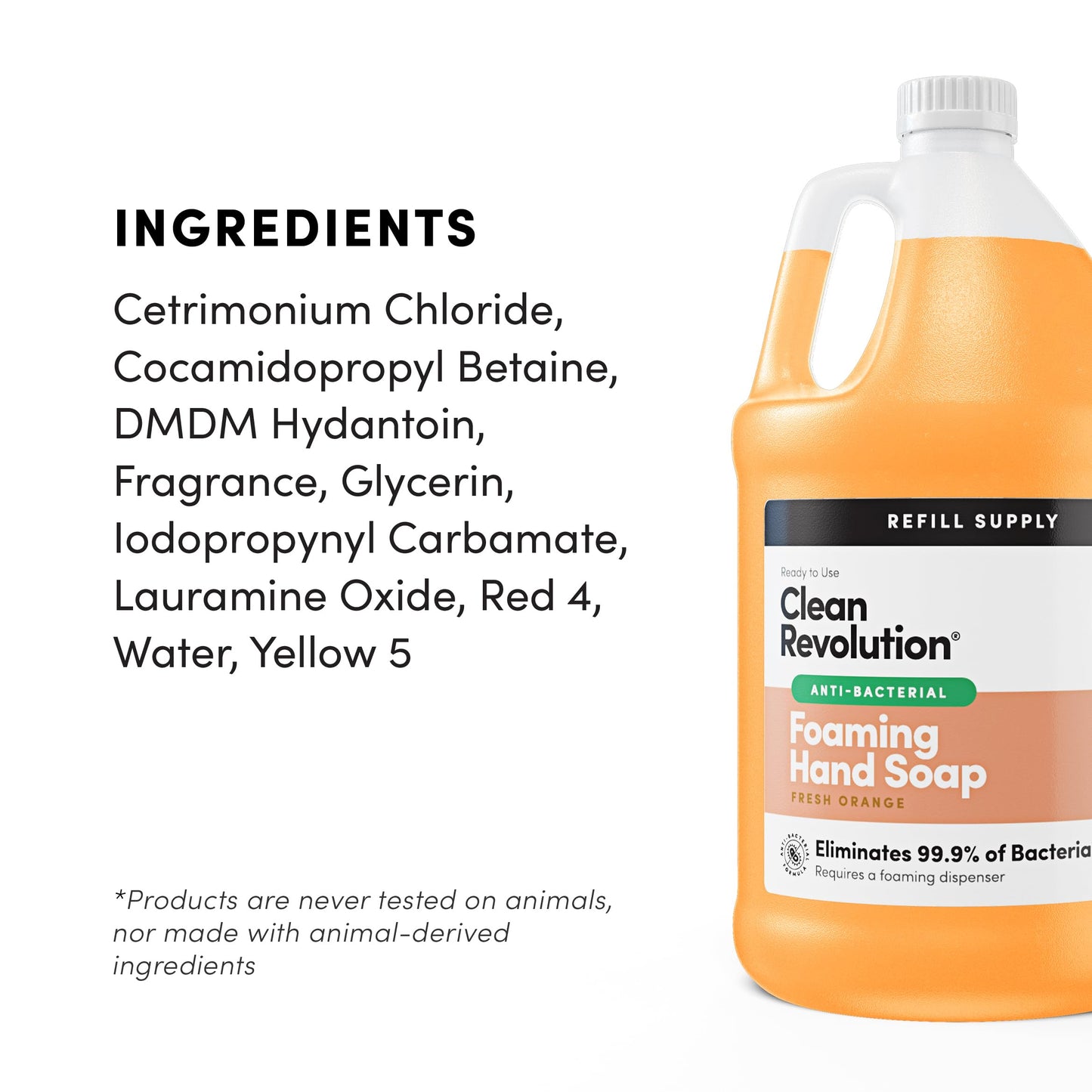 Clean Revolution Antibacterial Foaming Hand Soap Refill, 128 Fl Oz - Made in USA