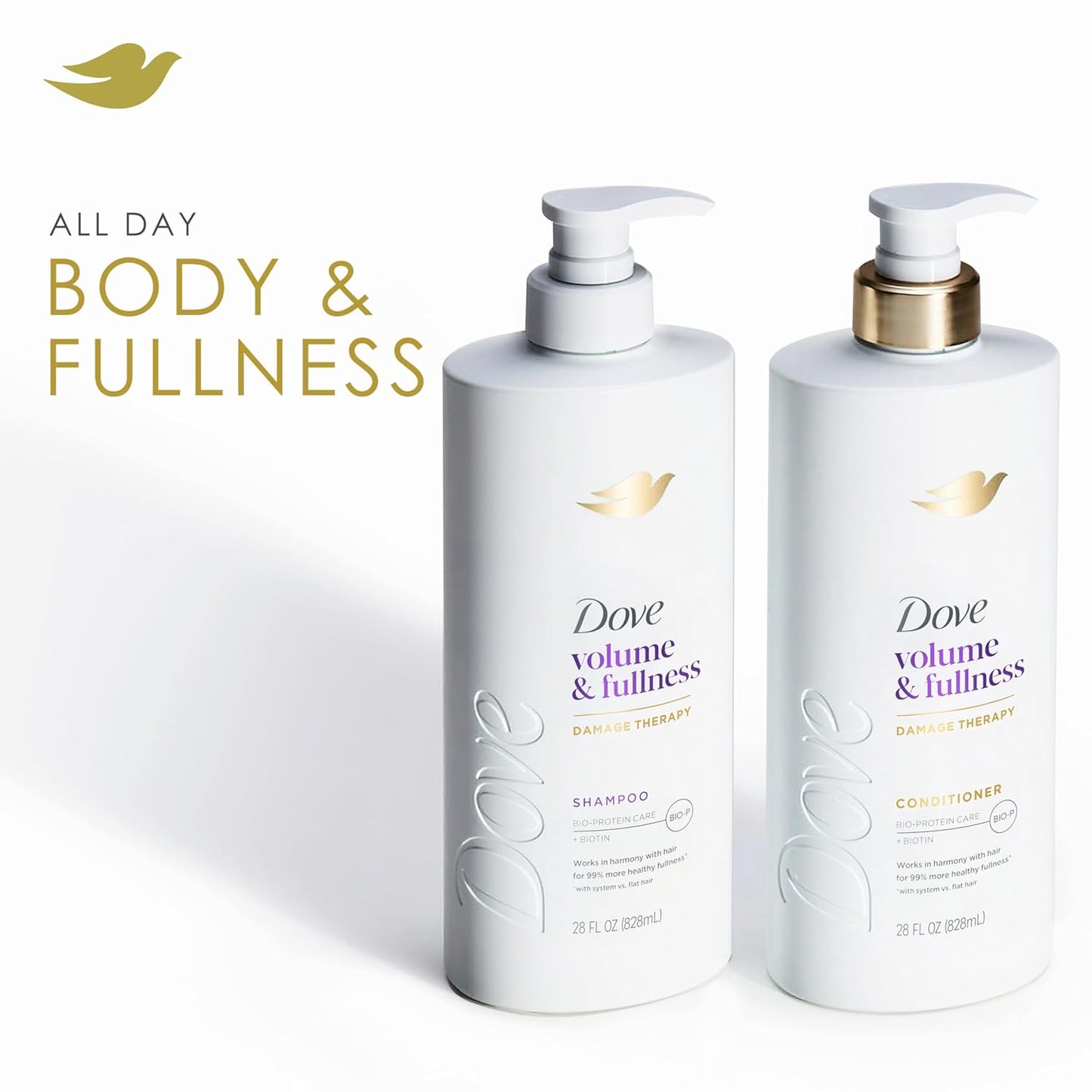 Dove Shampoo for Fine, Thin Hair - Volume & Fullness with Bio-Protein Care Technology | 28 Fl Oz