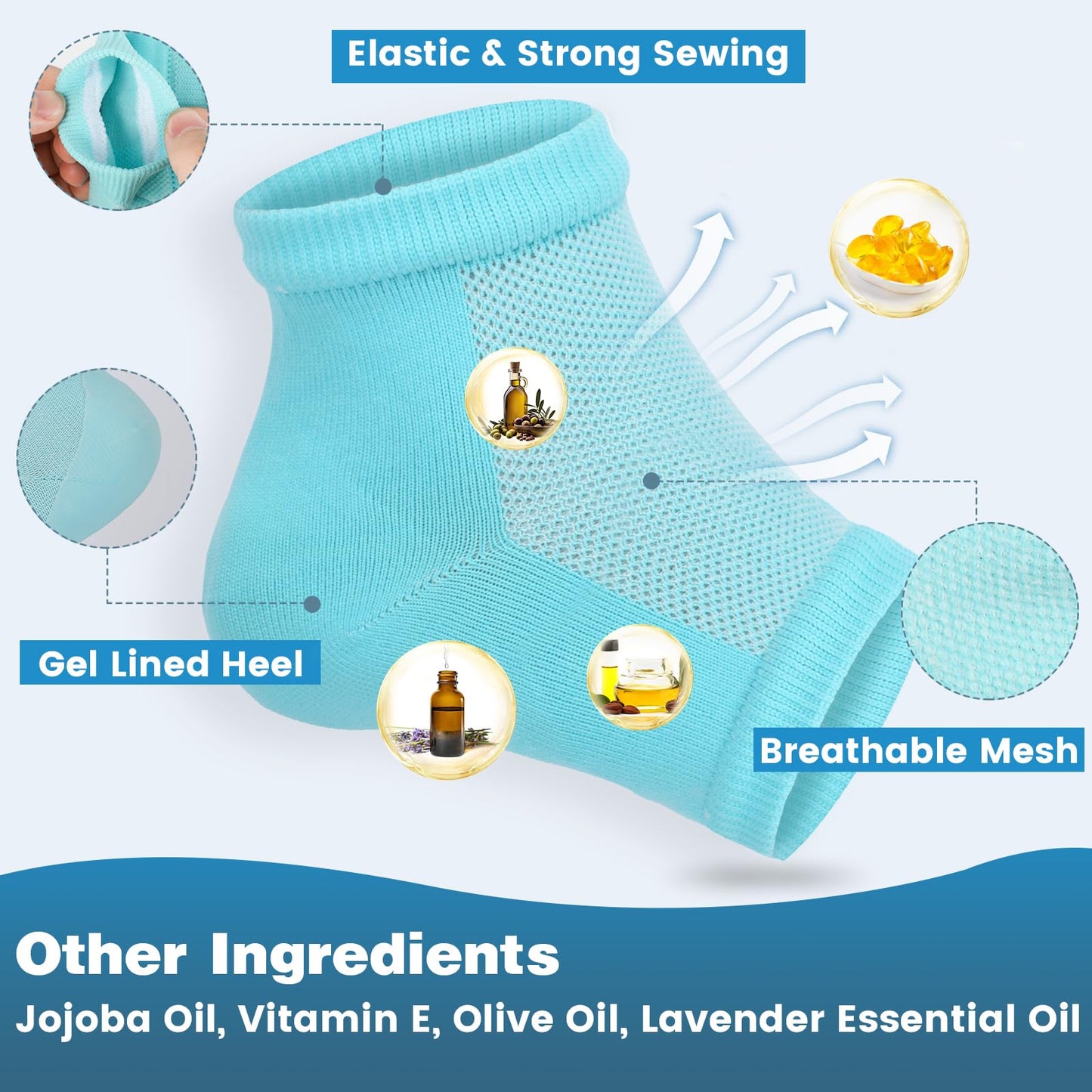 TEAWOO Moisturizing Toeless Socks for Cracked Heels - Heel Repair, Hydrate Dry Feet