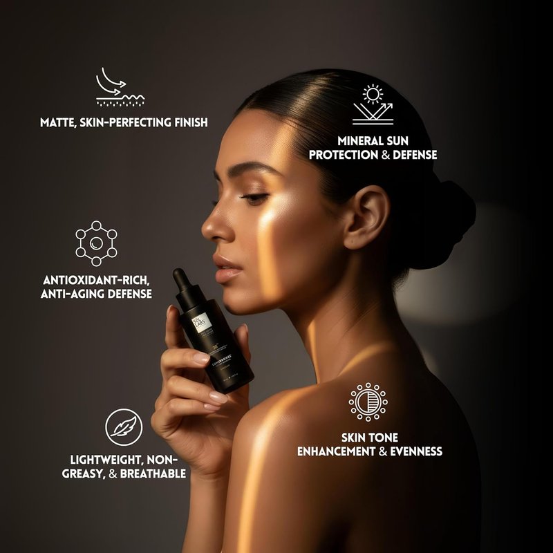 LUMIBRONZE SPF 30 Anti-Aging Bronzing Face Serum - Hydrating Tinted Mineral Sunscreen with Niacinamide & Zinc Oxide | Lightweight, Matte Finish - 50ml