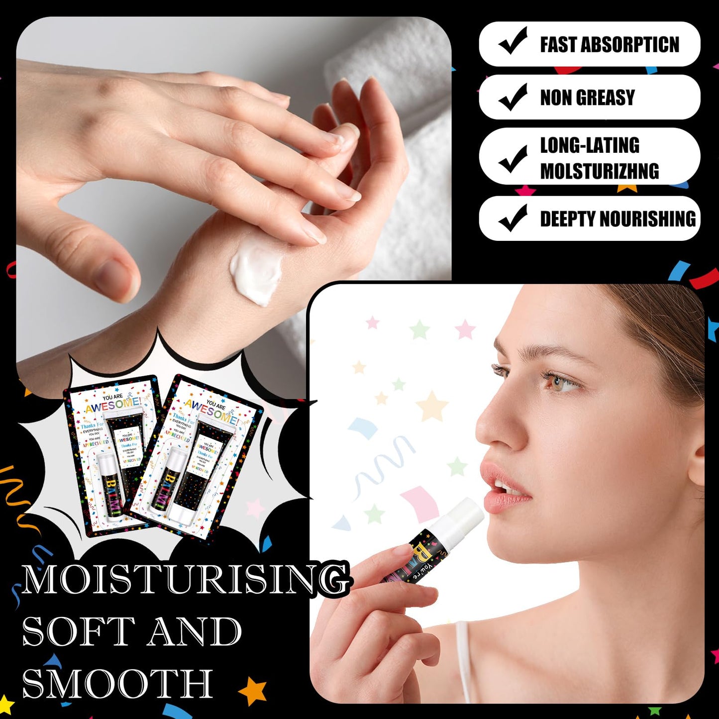 Dansib 30 Pack Employee Teacher Appreciation Gifts Bulk Lip Balm Hand Cream Teacher Employee Staff Team Thank You Gifts You're Awesome Volunteer Nurse Appreciation Party Favor for Women Men Coworker