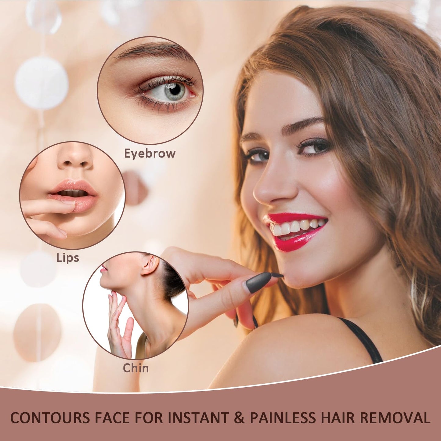 Facial Hair Remover for Women with 2 Pack Replacement Heads Gold