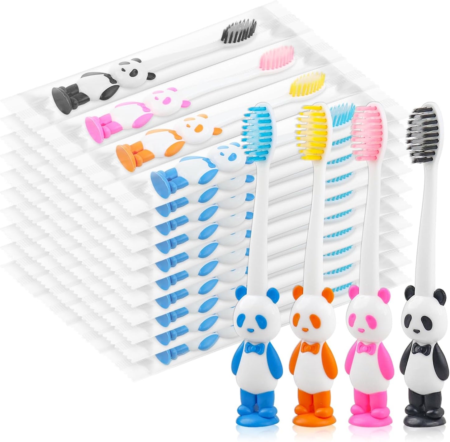 Disposable Toddler Toothbrush - Bulk Pack of 200 Suction Cup Animal Brushes for Kids Age 2+ | Individually Wrapped for Home, School, Travel
