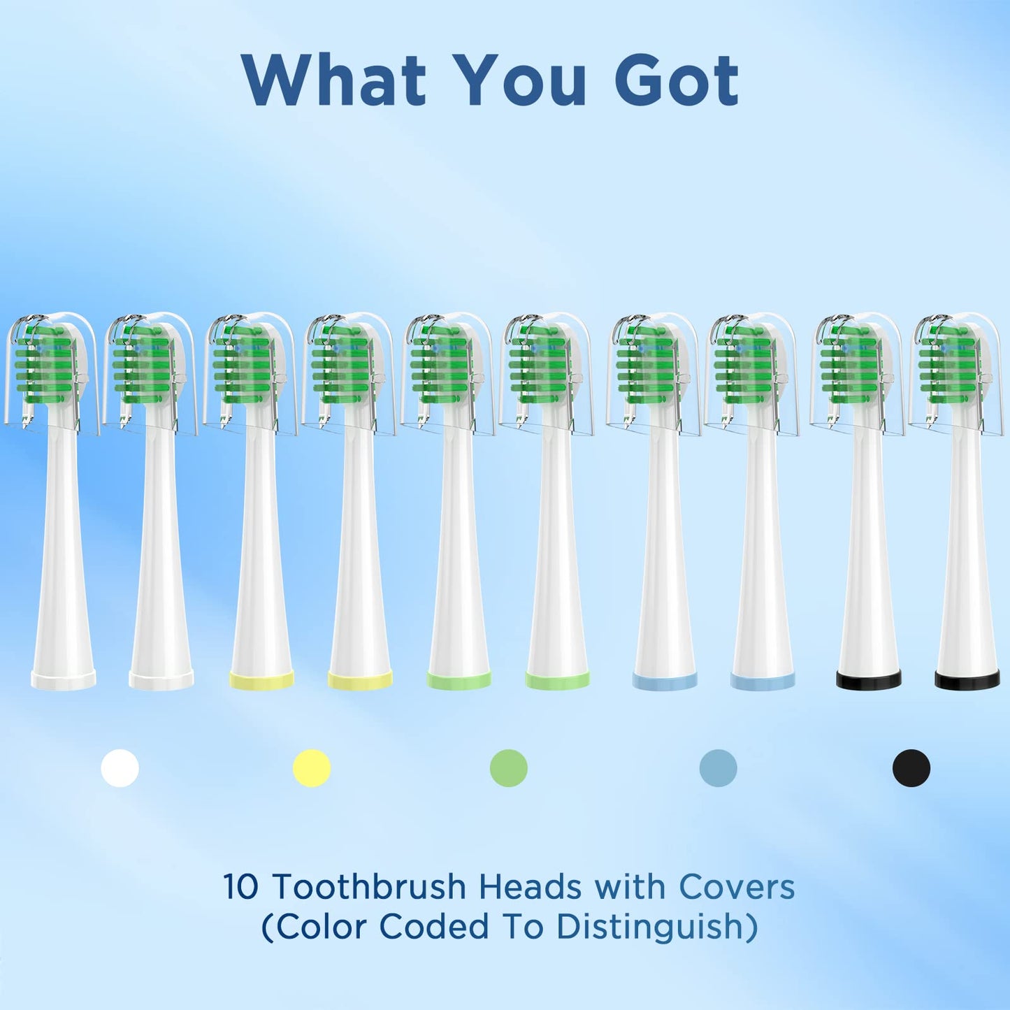 Replacement Toothbrush Heads for All Waterpik Sonic Fusion Models (SF-01, SF-02, SF-03, and SF-04 Series), Compact, with Covers, 10 Count, White