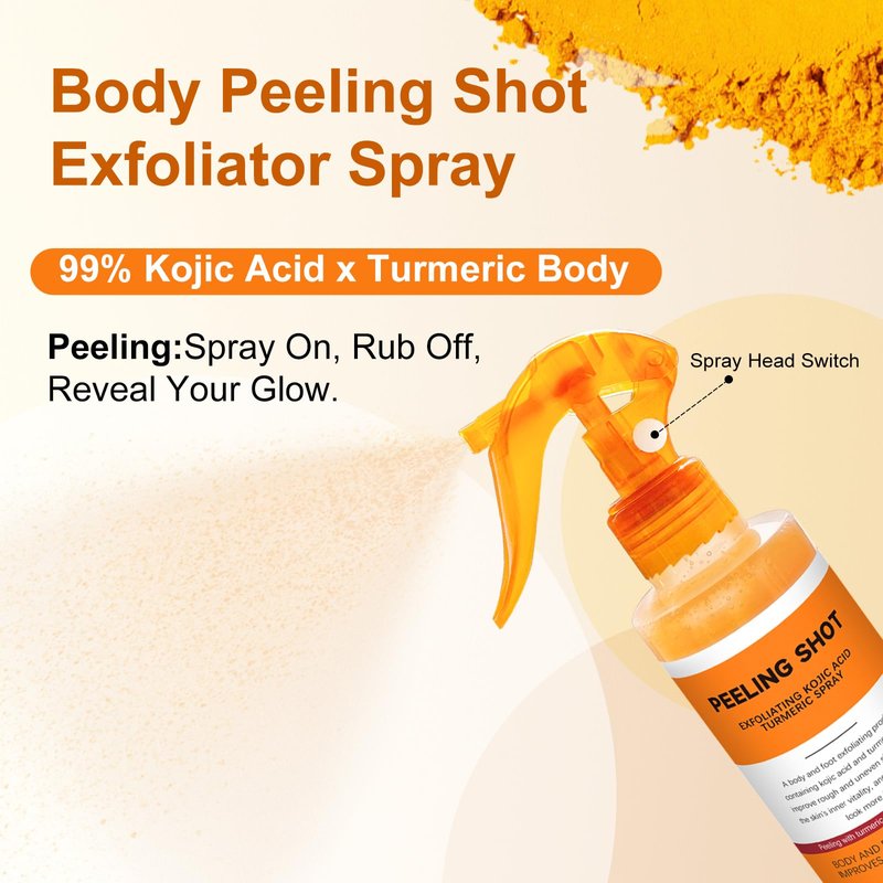 Body Keratin Care Kojic,Turmeric Spray Gentle Exfoliating,Renewing Serum Nurtures Your Delicate Skin Suitable for All Skin Types 200ml