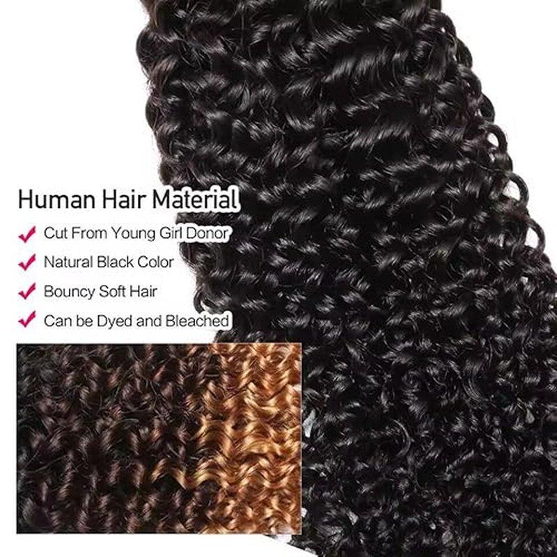 VIPbeauty Burmese Curly Human Hair Bundles One Curly Bundles Human Hair 100% Unprocessed Burmese Raw Hair Extension Natural Color Spiral Hair Weft Extensions Quick Weave Bundle 16 Inch