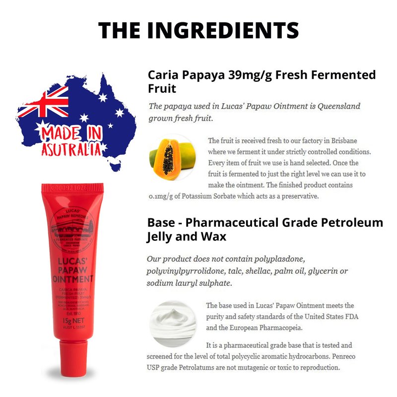 Lucas Papaw Ointment 75g Jar and 15g Tube with Lip Applicator — Fermented Papaya Skin Balm, Multipurpose Ointment, Made in Australia