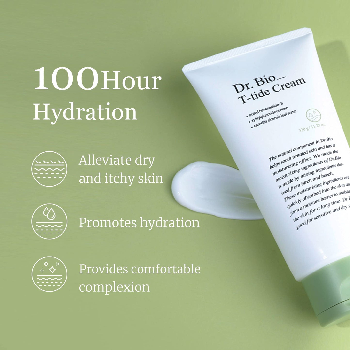 Dr.Bio T-tide Cream, Long-Lasting Hydration for 100 Hours, Relief from Dry, Itchy Skin with Shea Butter, Probiotics & Cica, Vegan & Organic, Fragrance-Free, Korean Skincare, hypoallergenic