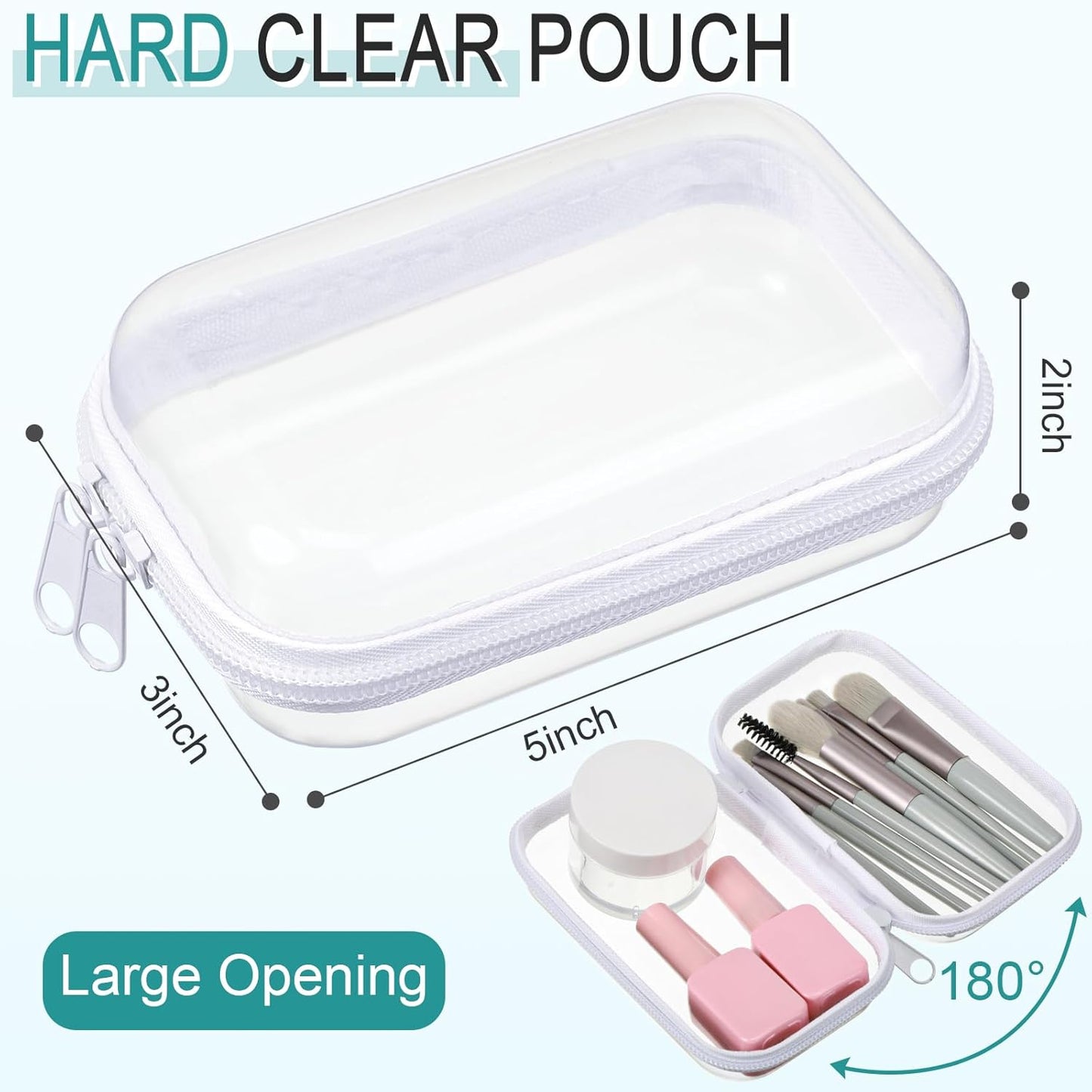 Clear Zipper Pouches - 6 Pcs Transparent Makeup & Toiletry Bags | Travel Organizer (White, 5 x 3 x 2 Inch)