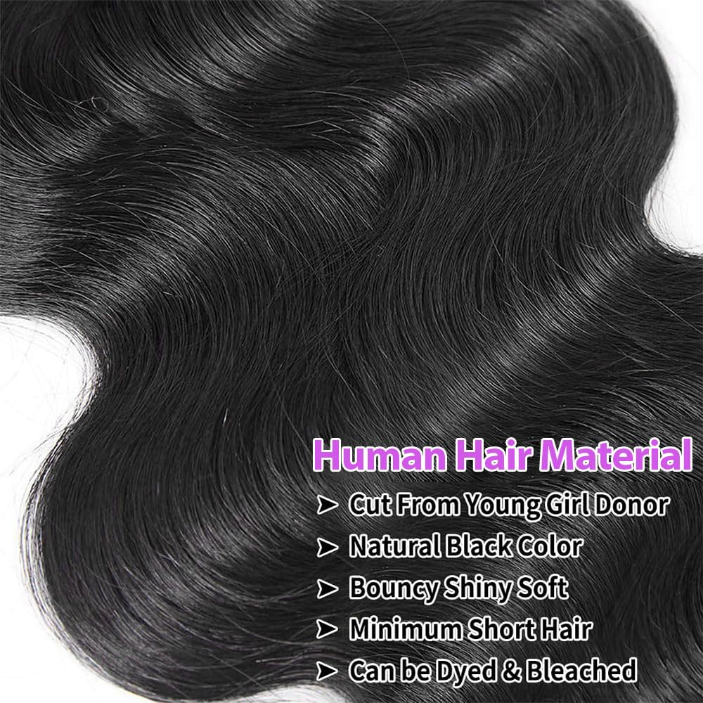 100% Unprocessed Brazilian Virgin Human Hair 12A Body Wave Bundles Human Hair 1 Bundle Human Hair Extensions 20 Inch Natural Black