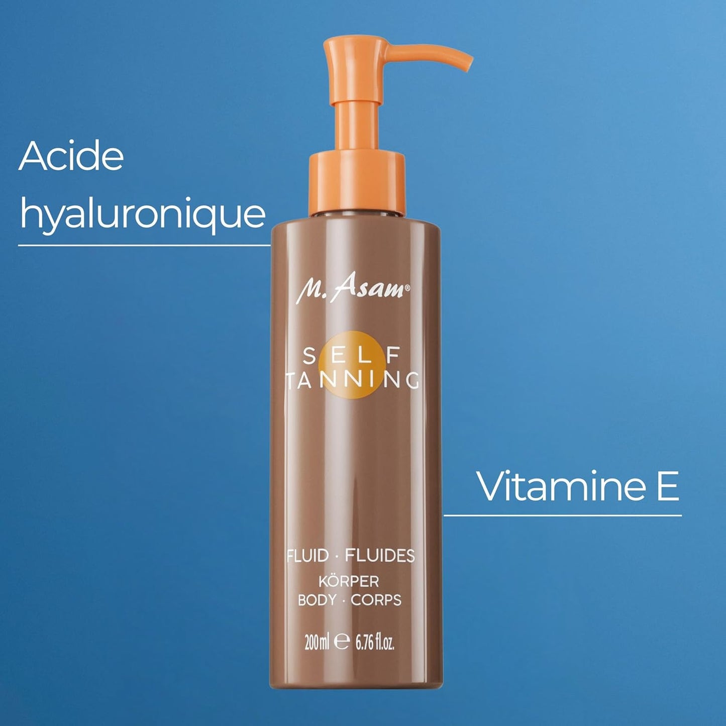 M. Asam Self Tanning Fluid - Natural-Looking Body Self-Tanner | 6.76 Fl Oz, Moisturizing Formula for Long-Lasting Tan
