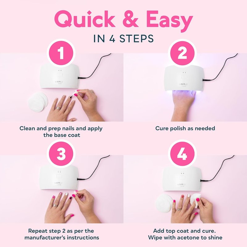 UV LED Nail Lamp - Professional Nail Dryer for Gel Polish with Sensor & 2 Timers | Stylish Pink Design
