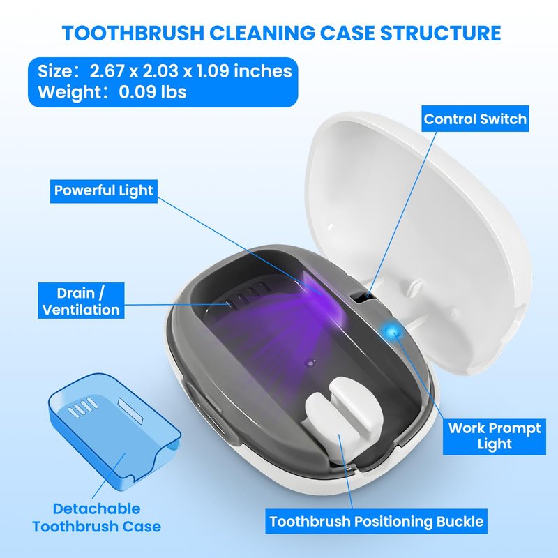 LARXREHY Toothbrush Cleaner Case - Toothbrush Covers with Holder - Portable & Rechargeable Travel Home Toothbrushes Cleaner Case - Fits All Manual or Electric ToothBrushes(White)