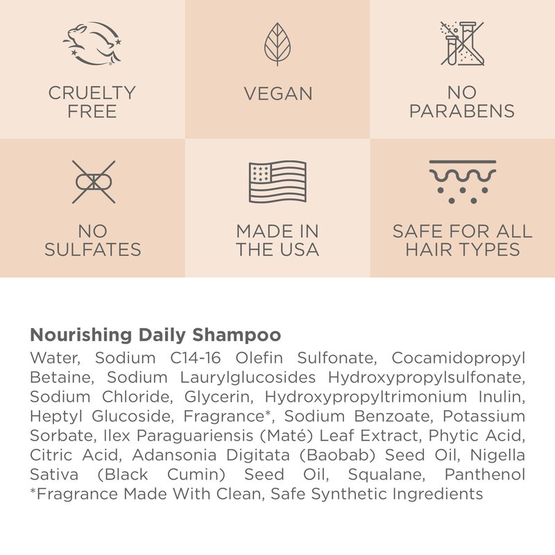 Cote Beauty’s Nourishing Daily Shampoo for Dry Hair, Deep Cleansing & Hydrating Formula, Prevents Breakage, Cruelty-Free Hair Shampoo for Women, Enriched with Yerba Maté & Baobab Extract, 10 FL Oz