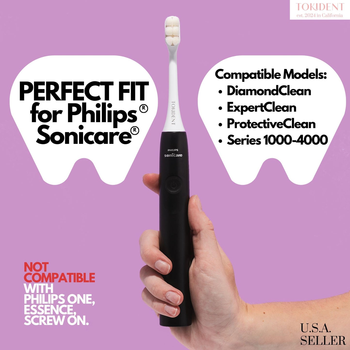 Replacement Brush Heads for Philips Sonicare Electric Brush - Ultra Soft Toothbrush Heads for Sensitive Teeth & Gums - Replacement Head with 10,000 Wave Cut Nano Bristles - 4 Pack - Charcoal Black