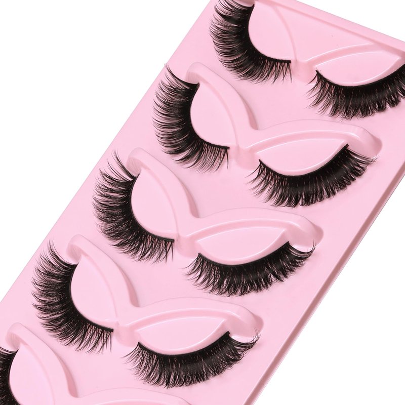 Veleasha Cat Eye Lashes Natural Look Fox False Eyelashes Gorgeous Wispy & Lightweight Faux Mink Lashes for Doll Eye Makeup 5 Pairs Pack (Charming)