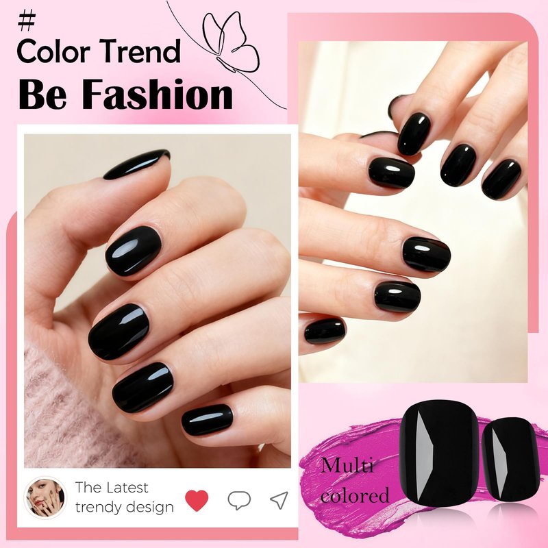 240pc Black Press on Nails Short Squoval Fake Nails with Glue Tabs, Extra Short Nails Press on Nail Square Round Glue on Nail Black Acrylic Nail XS False Nail Women Girls Artificial Fingernails Kit