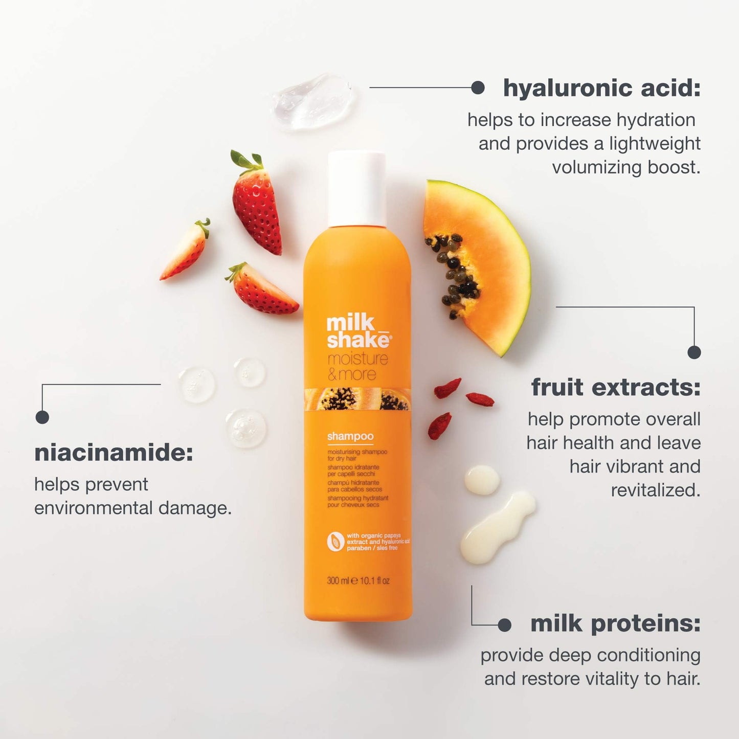 milk_shake Moisture & More Shampoo - Moisturizing Shampoo for Dry, Dull Hair | Restores Moisture and Shine | 10.1 Fl Oz/Tropical Scent