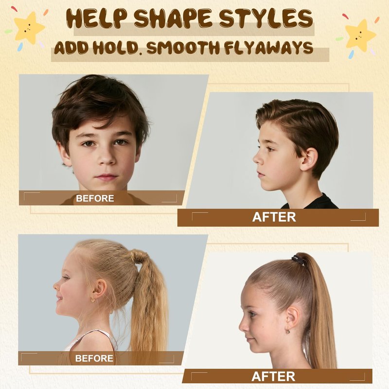 Samnyte Hair Gel for Kids - Nourishing Flyaway Tamer with Vitamin E | Flexible Hold for Boys & Girls, 3.4 Fl Oz