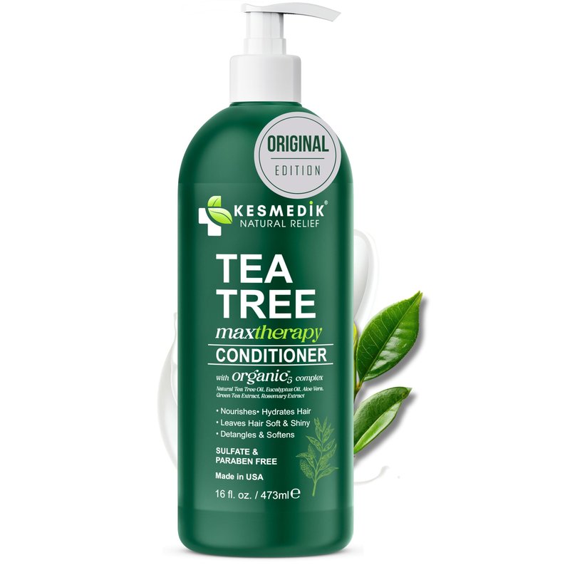 KESMEDIK Tea Tree Oil Conditioner MaxTherapy, Hydrating, Detangles & Softens Hair, Refreshes & Soothes Dry, Itchy Scalp, Anti Dandruff Conditioner, 16 fl oz