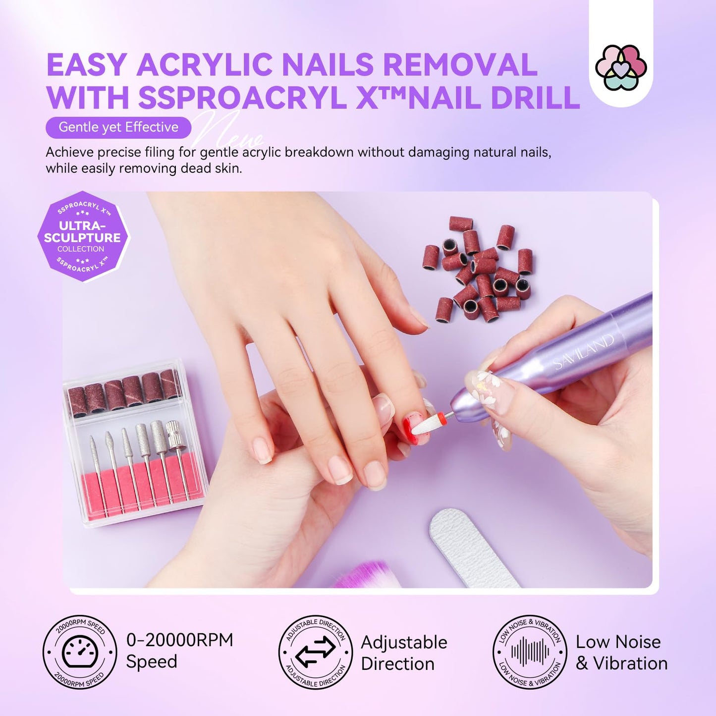 Saviland Acrylic Nail Kit with Drill and U V Light – Clear White Pink Acrylic Powder Black Red White Gel Nail Polish Nail Tools for Nail Art Gel Nails DIY
