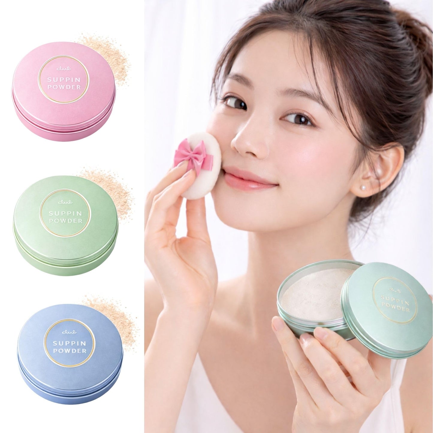 Club Suppin Matte Setting Clear Powder Foundation + Overnight Skincare with Shea Butter, Amino Acids & Aloe Extract, 2EA