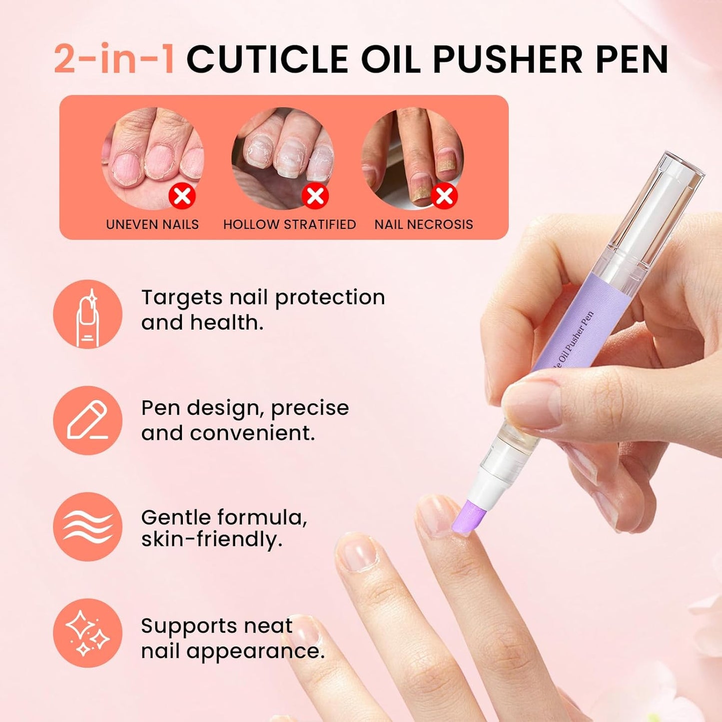 Cuticle Pusher Oil Pen - 2-in-1 Moisturizing Cuticle Remover & Repair Tool | 2ml for Healthy Nails