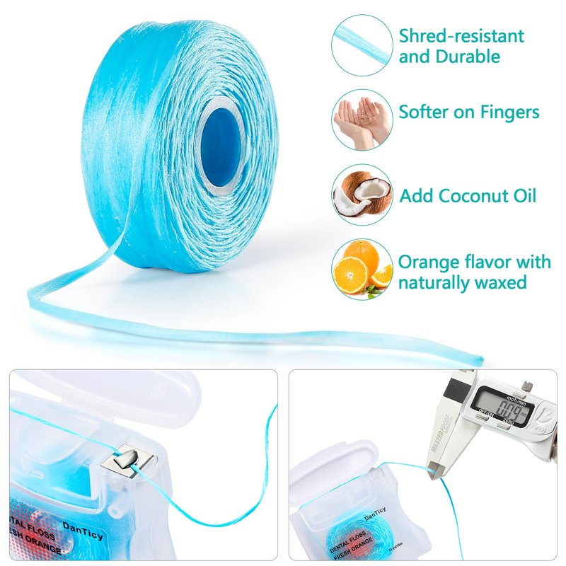 Coconut-Oil Infused Woven Dental Floss,Deep Clean Natural Vegetable Waxed Floss,Extra Wide Cleaning and Slides Smoothly & Easily,PFAS Free | Orange Flavored(33 Yds x 1 Unit)