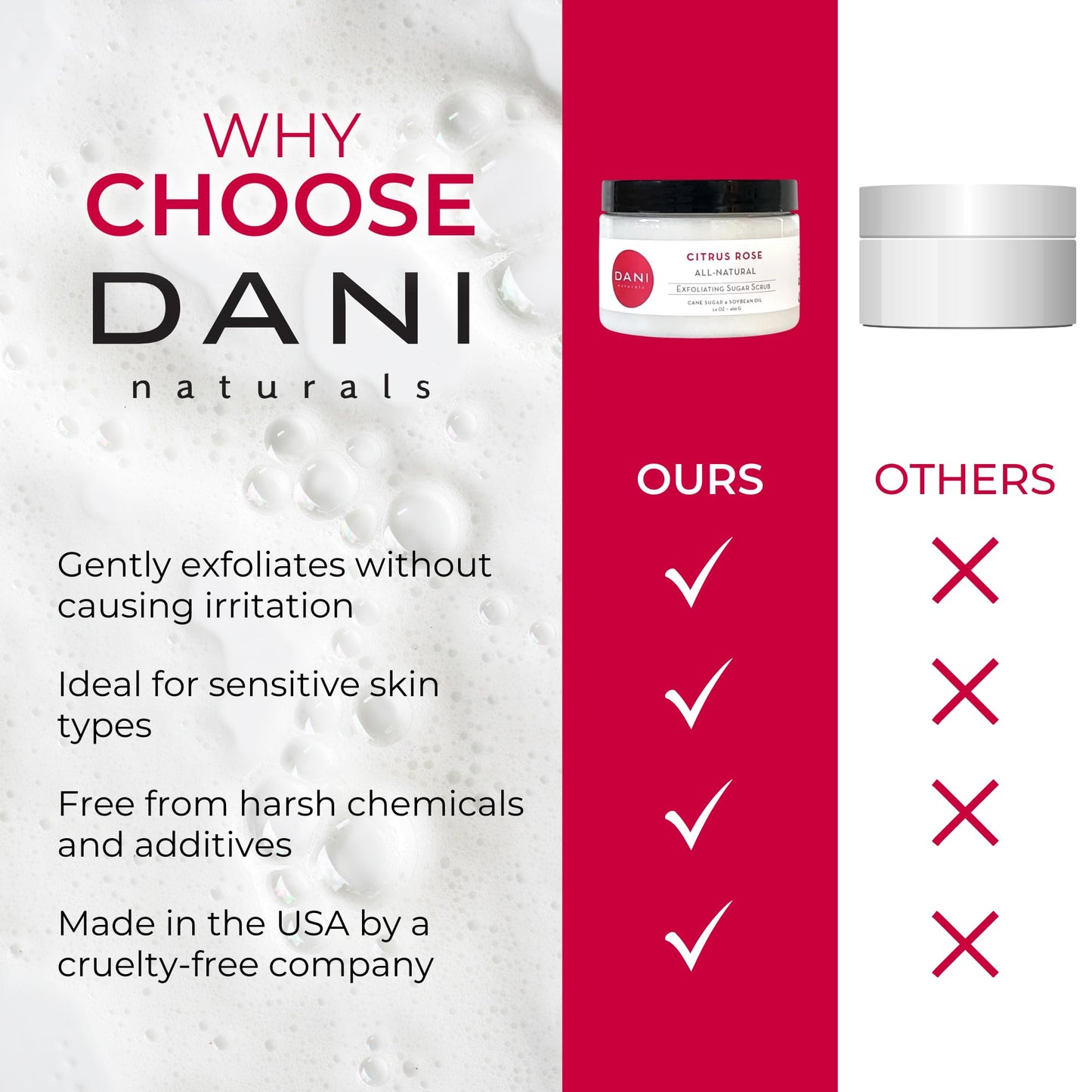 DANI Naturals Citrus Rose Gentle Exfoliating Sugar Scrub, Vegan, 14oz