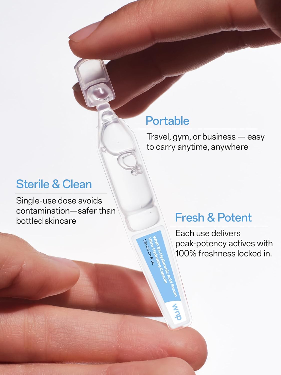 Hyaluronic Acid Serum 3% for Face - Ultra Hydrating Anti-Aging Moisturizer | 10 Single-Use Vials