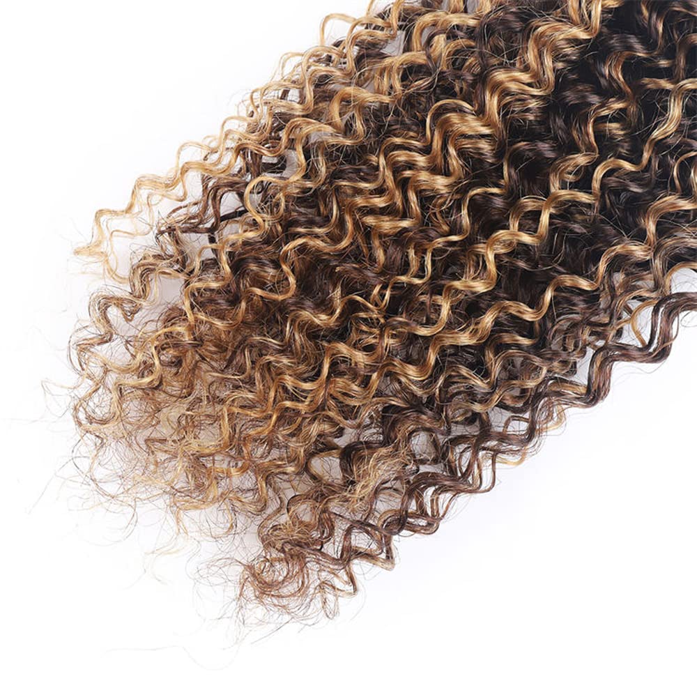 26 28 30 Inch P4/27 Human Hair Bundles Highlight Kinky Curly Bundles 8A Brazilian Virgin Remy Human Hair Extensions 2 Tone Color #4 Bundles Mixed Color #27 Bundles Human Hair Weave