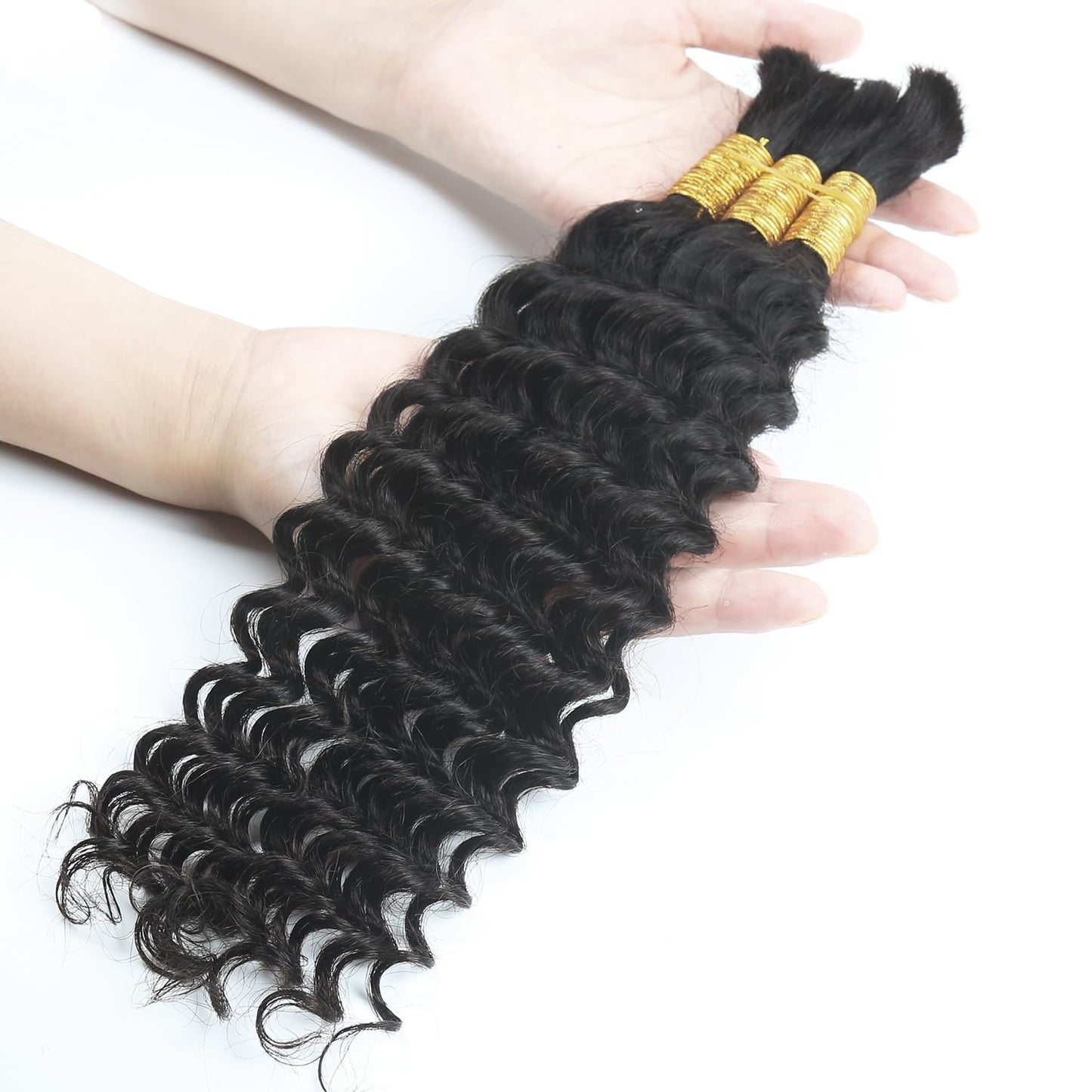 100 Percent Human Braiding Hair for Boho Braids 110g 20 Inch 12A Deep Water Wave Bulk Human Hair for Braiding Extensions Bohemian Curly Braids No Weft 3 Bundles Knotless Wet and Wavy Natural Color