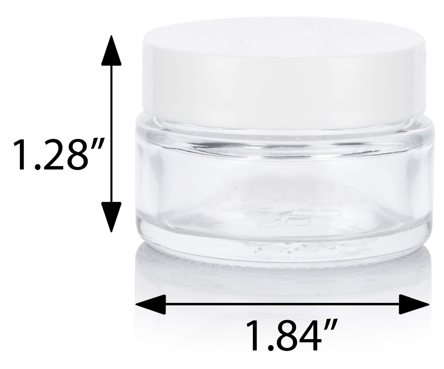 Clear Glass 0.50 oz / 15 ml Low Profile Thick Wall Balm Empty Jars (24 pack, White Smooth Foam Lined Lids)
