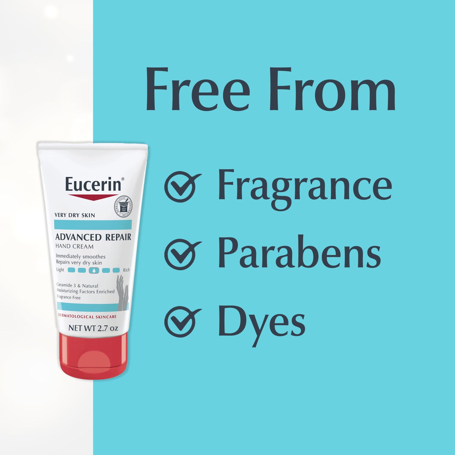 Eucerin Advanced Repair Hand Cream, Urea Enriched, Unscented Moisturizer for Dry Hands With Triple Moisturizing Complex, Travel Size Hand Cream, 2.7 OZ Tube, Pack of 3