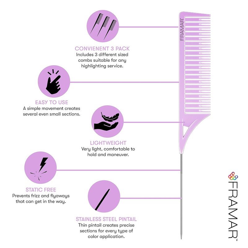 Framar Star Struck Silver Hair Foil | Dreamweaver Highlight Comb Set for Easy Coloring