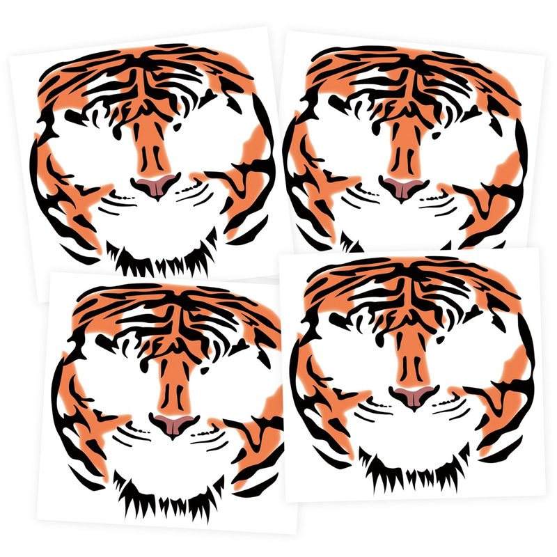 4 Sheets Tiger Face Halloween Temporary Tattoos, Large 6.9 x 6.9 Inch Tiger Face Tattoo Stickers for Kids and Adults - Perfect for Parties, Festivals, and Costumes