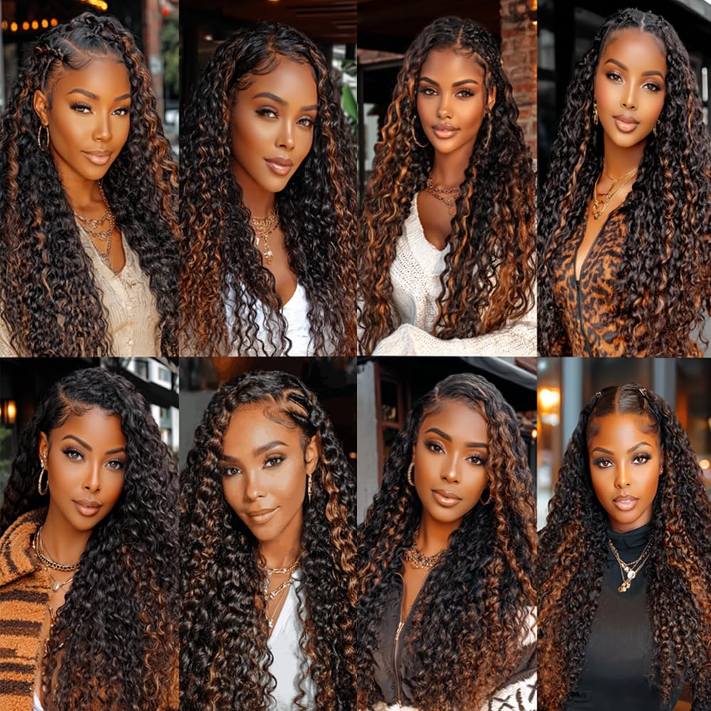 BilltiiWW P1B30 Highlight Kinky Curly Bundles Black Mixed With Light Brown Curly Bundles two tone Brazilian Wavy Weave With Soft and Silky for Women 8 10 12 Inch