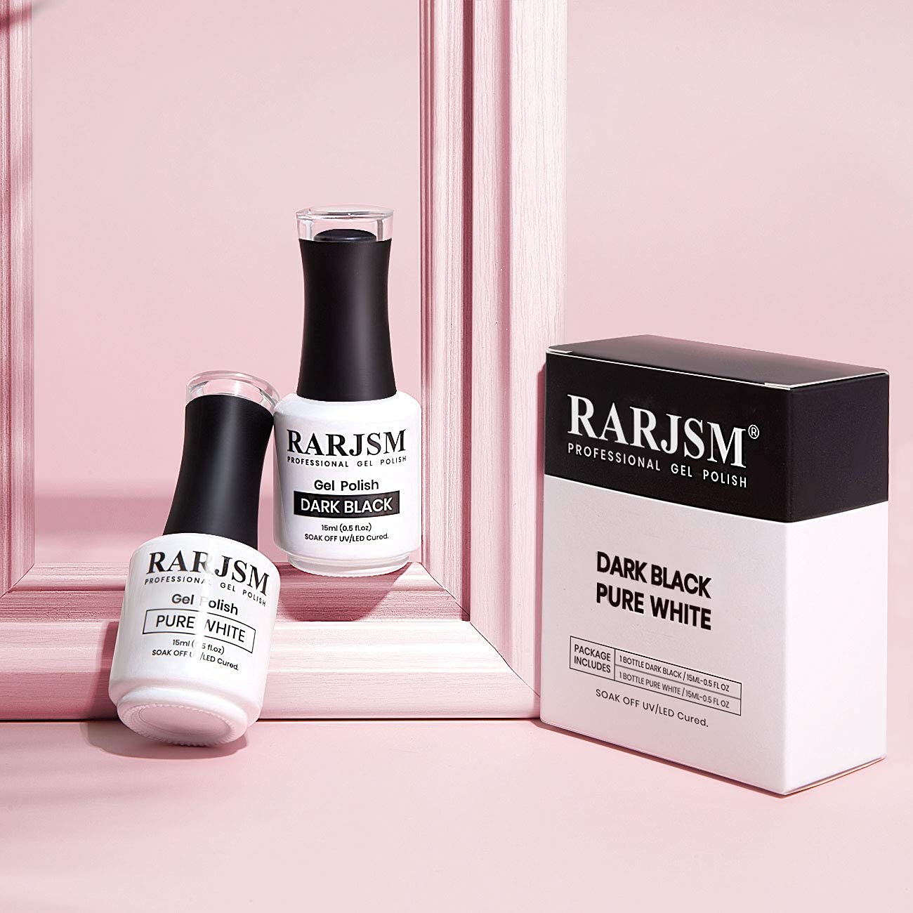 RARJSM 15ML Black White Gel Nail Polish Kit White Black Nail Polish Soak Off L e d Cured Nail Art Vanish Starter Manicure Salon DIY at Home
